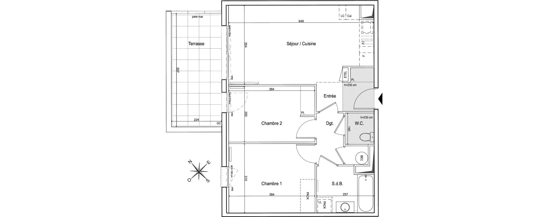 Appartement T3 de 57,39 m2 &agrave; Ventabren Centre
