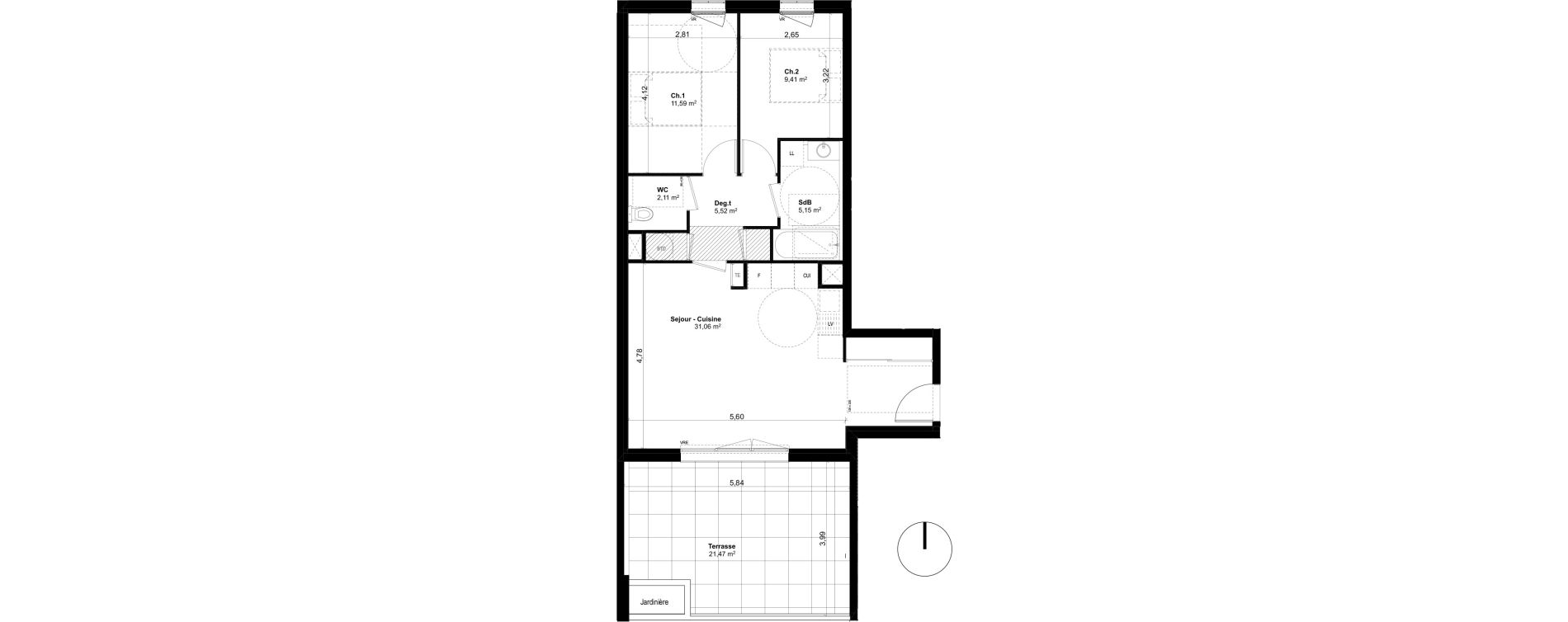 Appartement T3 de 64,84 m2 &agrave; Ventabren L heritiere