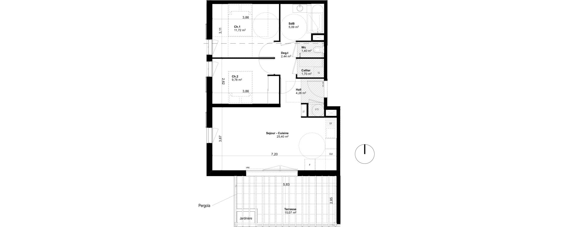 Appartement T3 de 61,81 m2 &agrave; Ventabren L heritiere