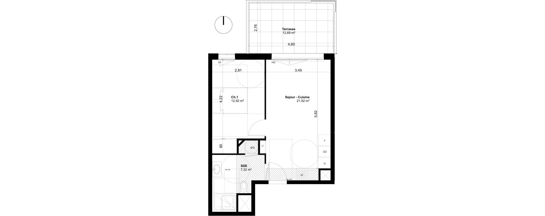 Appartement T2 de 42,16 m2 &agrave; Ventabren L heritiere