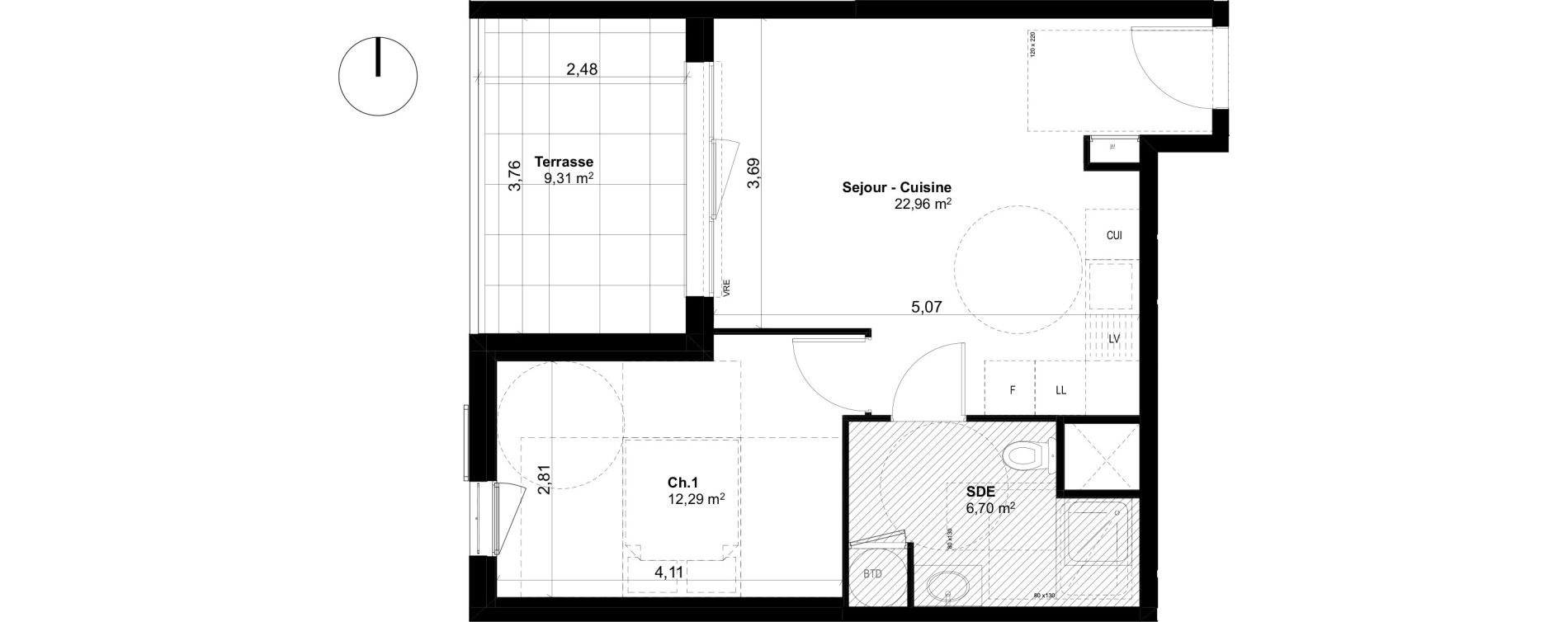 Appartement T2 de 41,95 m2 &agrave; Ventabren L heritiere