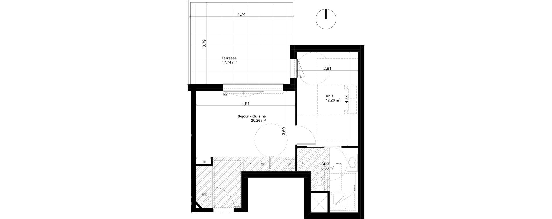 Appartement T2 de 38,82 m2 &agrave; Ventabren L heritiere