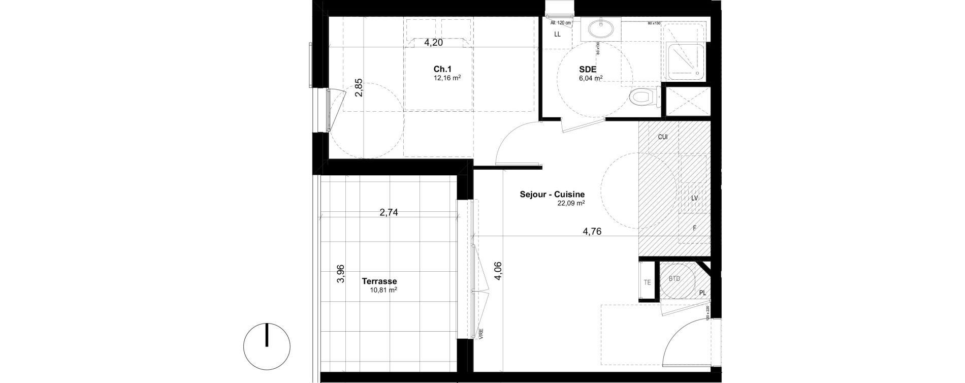 Appartement T2 de 40,29 m2 &agrave; Ventabren L heritiere