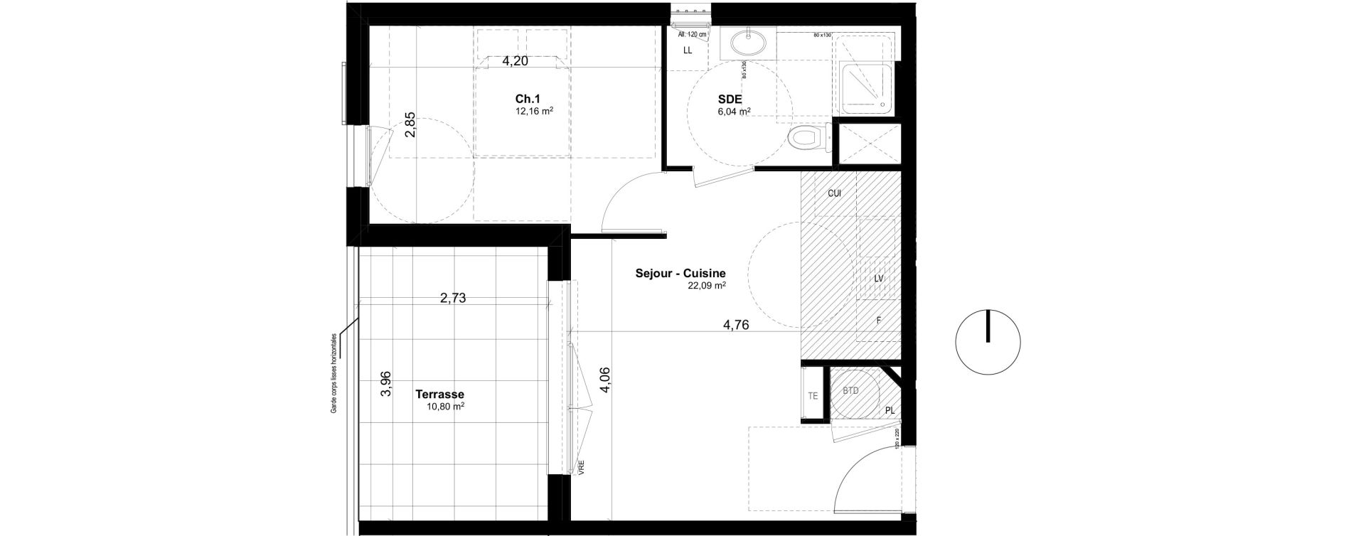 Appartement T2 de 40,29 m2 &agrave; Ventabren L heritiere
