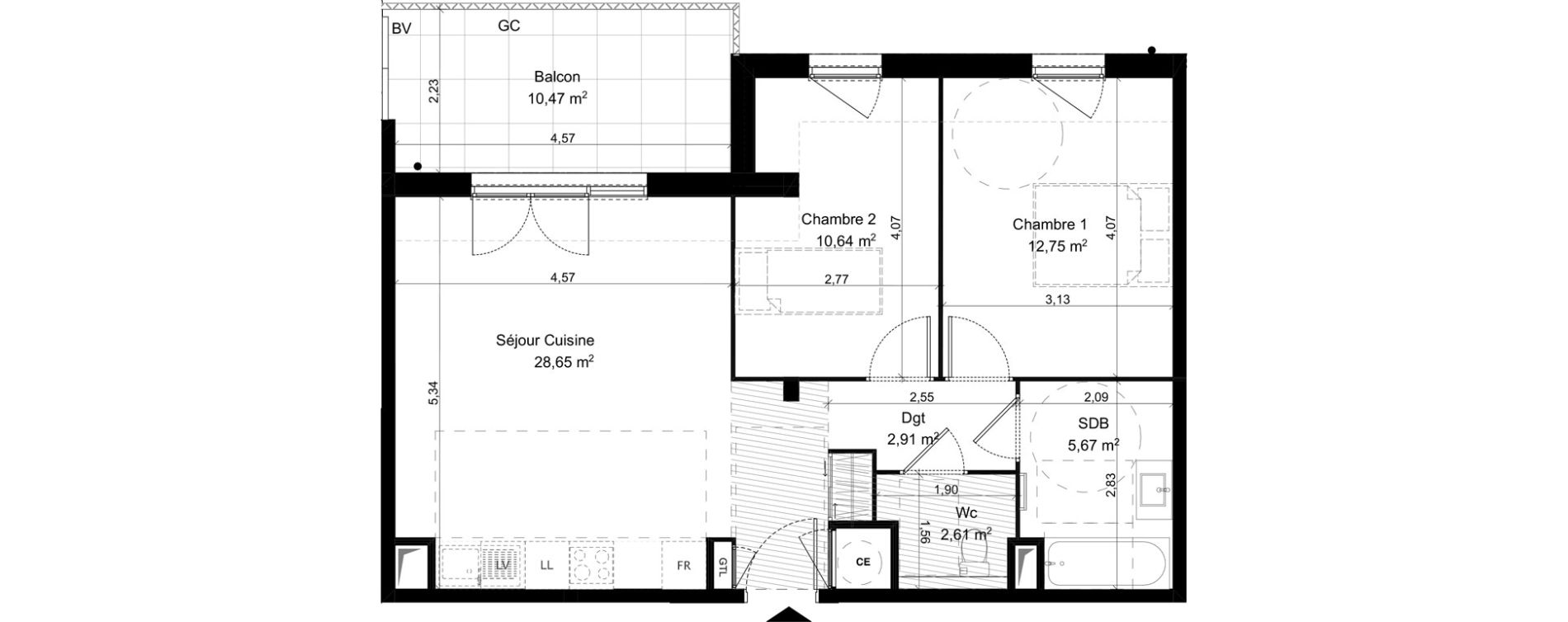 Appartement T3 de 63,23 m2 &agrave; Vitrolles Herm&egrave;s