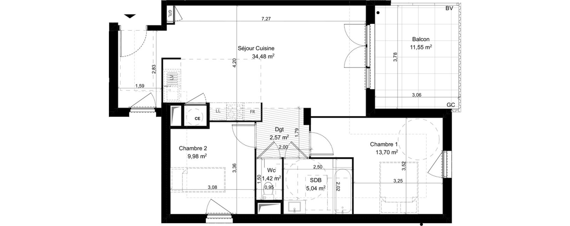 Appartement T3 de 67,19 m2 &agrave; Vitrolles Herm&egrave;s