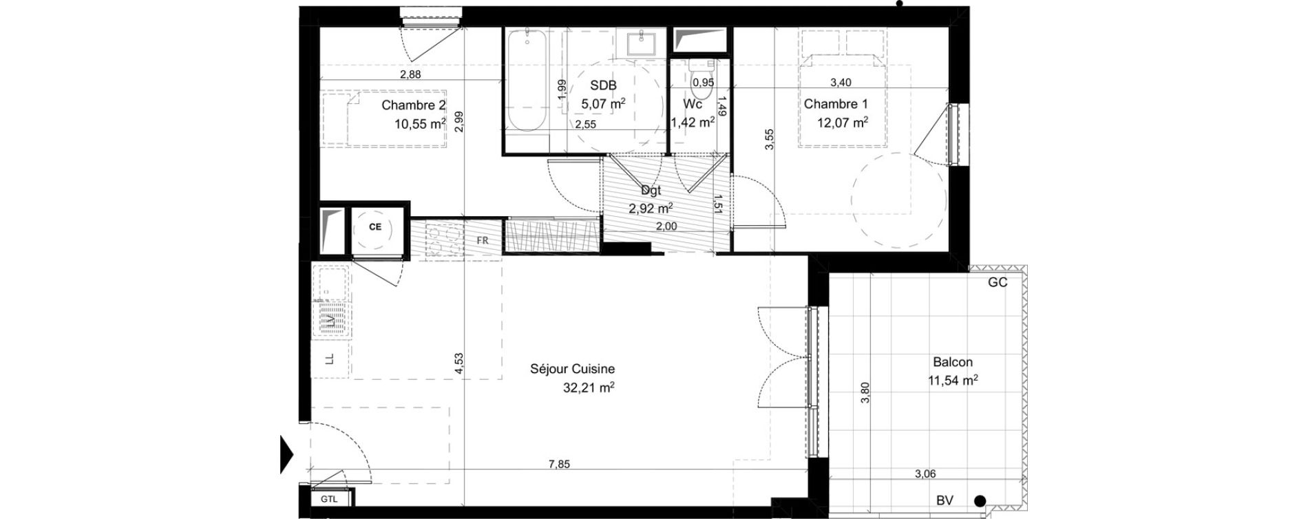 Appartement T3 de 64,24 m2 &agrave; Vitrolles Herm&egrave;s