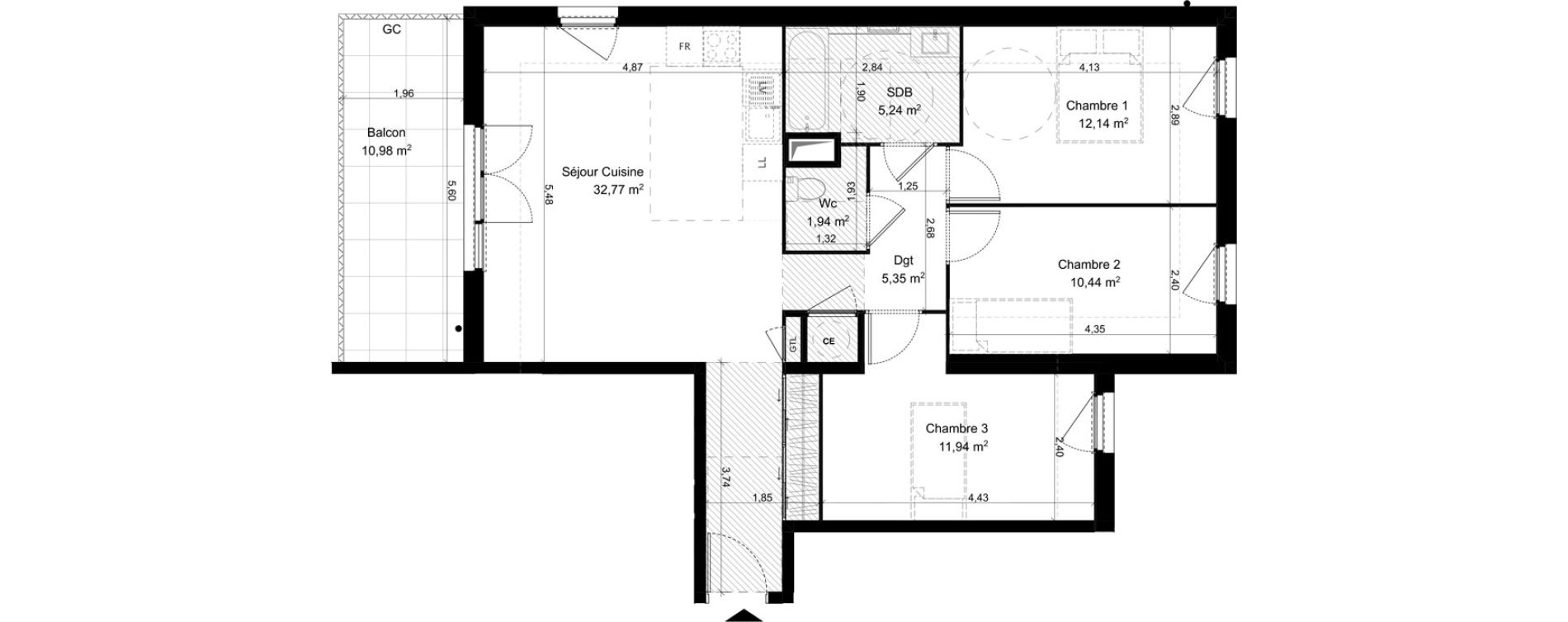 Appartement T4 de 79,82 m2 &agrave; Vitrolles Herm&egrave;s