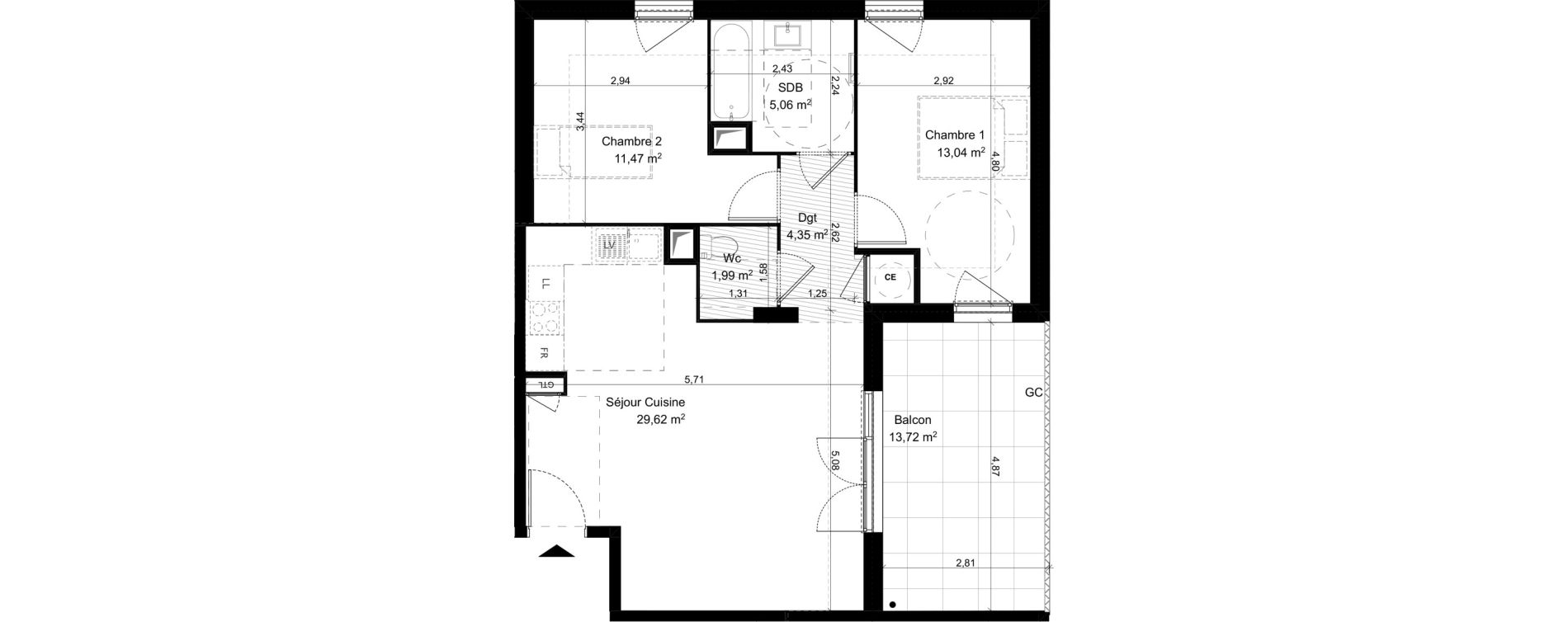 Appartement T3 de 65,53 m2 &agrave; Vitrolles Herm&egrave;s