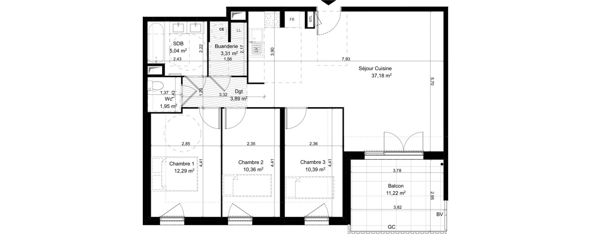 Appartement T4 de 84,41 m2 &agrave; Vitrolles Herm&egrave;s