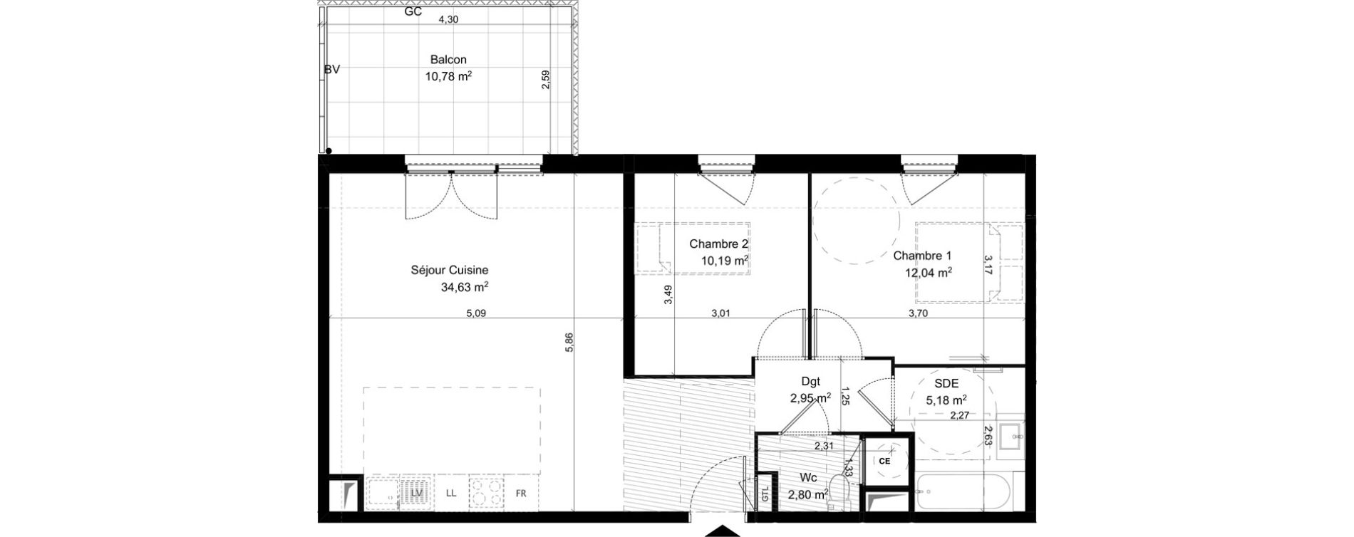 Appartement T3 de 67,79 m2 &agrave; Vitrolles Herm&egrave;s