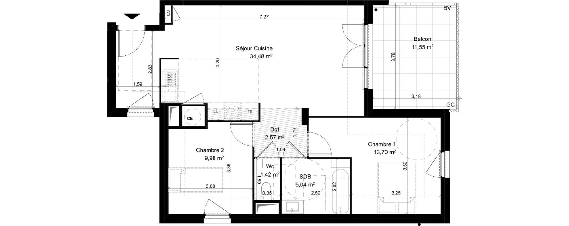 Appartement T3 de 67,19 m2 &agrave; Vitrolles Herm&egrave;s