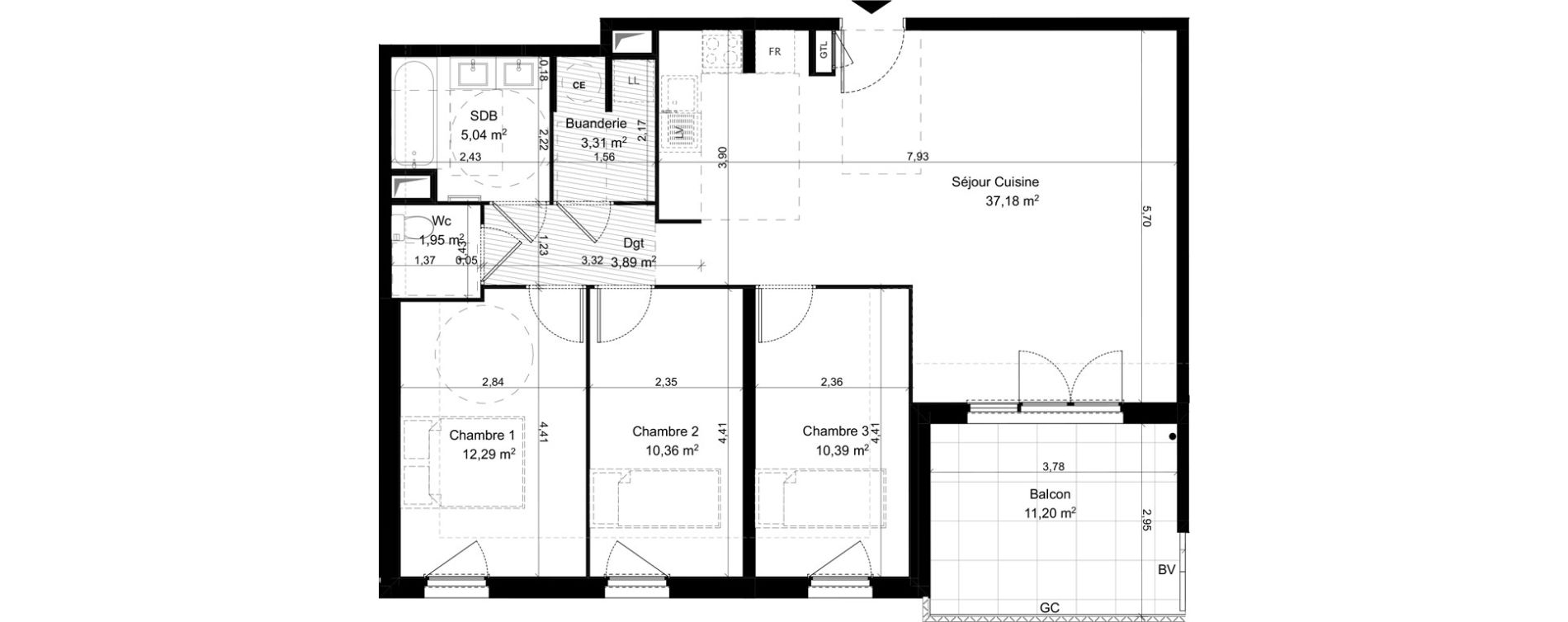 Appartement T4 de 84,41 m2 &agrave; Vitrolles Herm&egrave;s