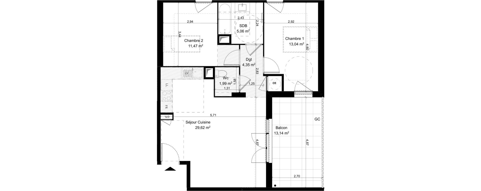 Appartement T3 de 65,53 m2 &agrave; Vitrolles Herm&egrave;s