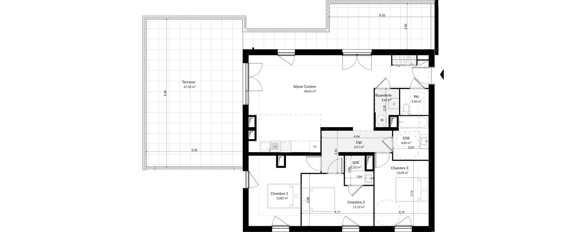 Appartement T4 de 95,40 m2 &agrave; Vitrolles Herm&egrave;s