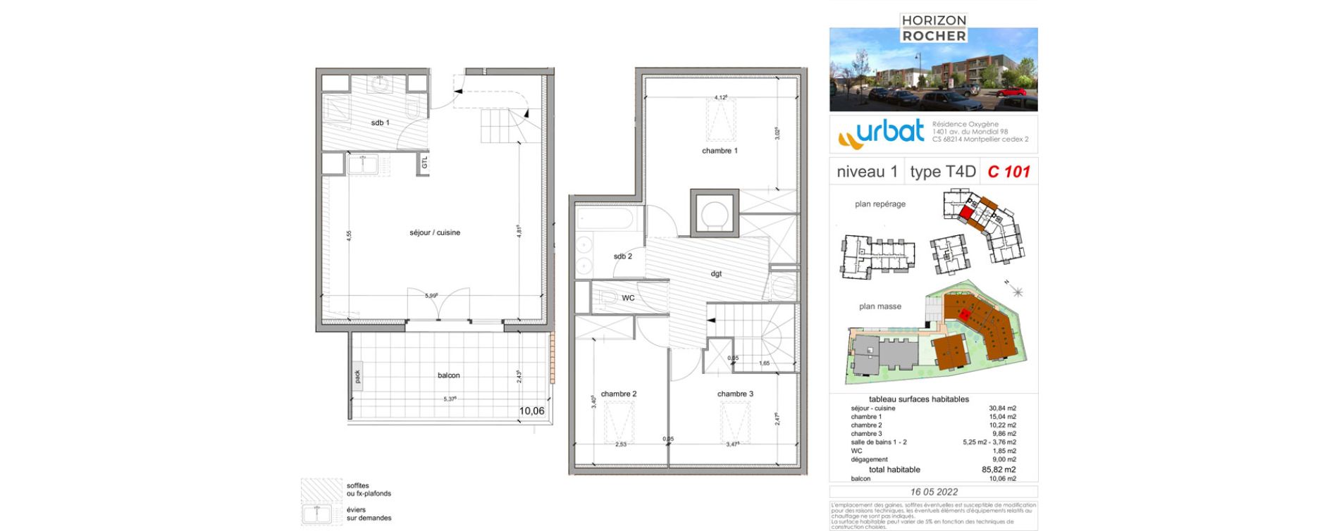 Duplex T4 de 85,82 m2 &agrave; Vitrolles Le village