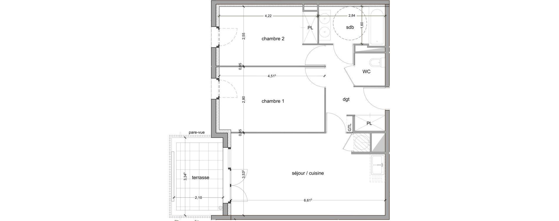 Appartement T3 de 59,56 m2 &agrave; Vitrolles Le village