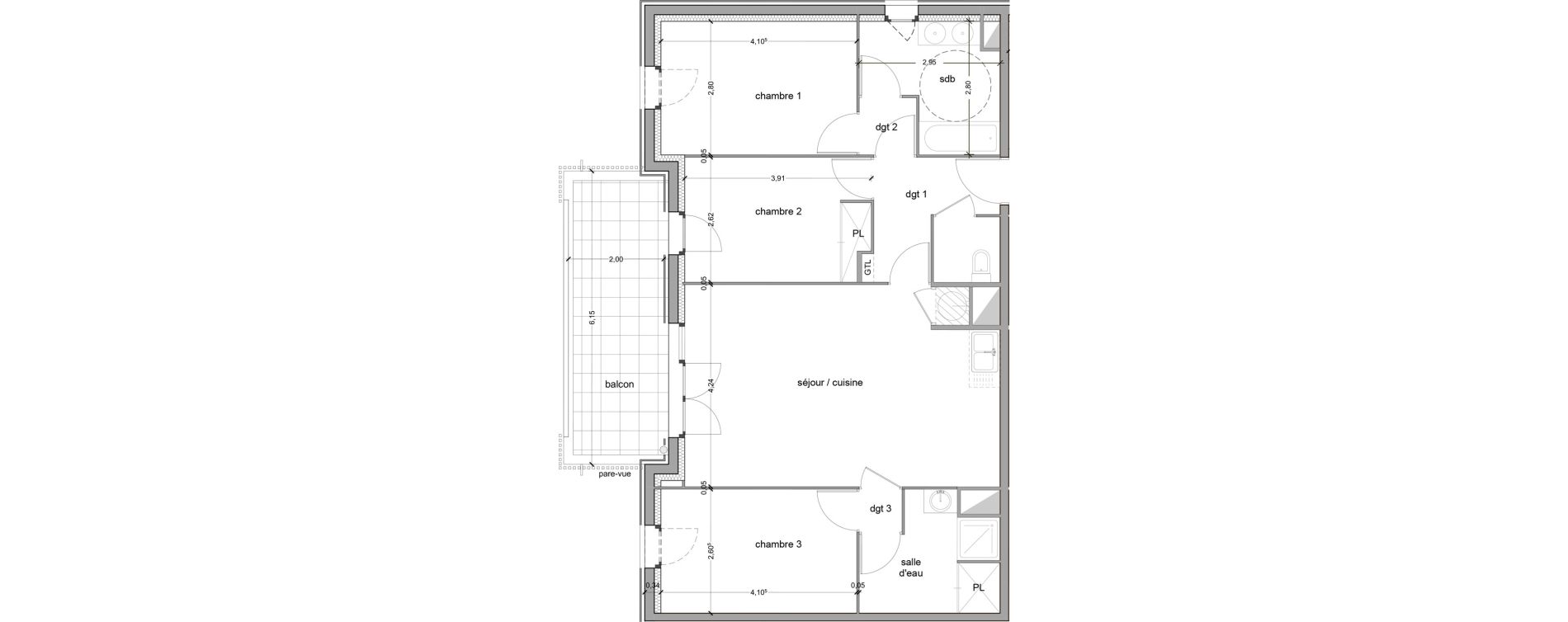 Appartement T4 de 80,74 m2 &agrave; Vitrolles Le village