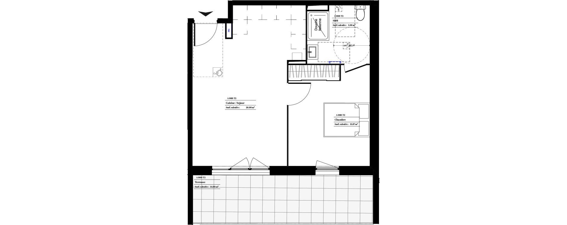 Appartement T2 de 45,86 m2 &agrave; Vitrolles Centre