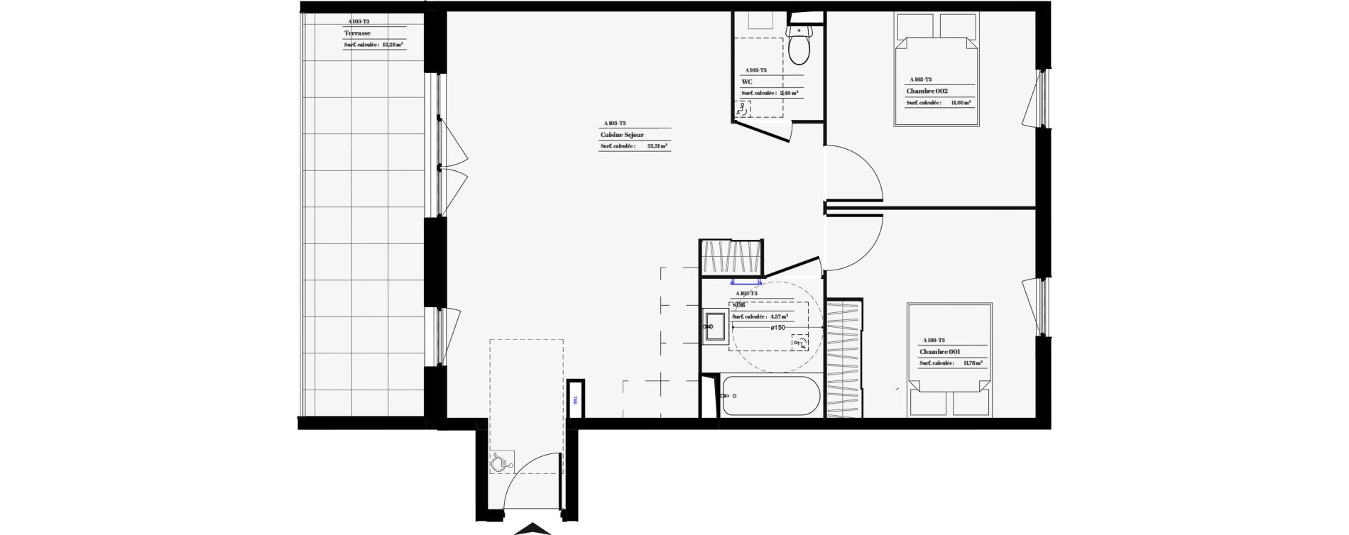 Appartement T3 de 65,20 m2 &agrave; Vitrolles Centre