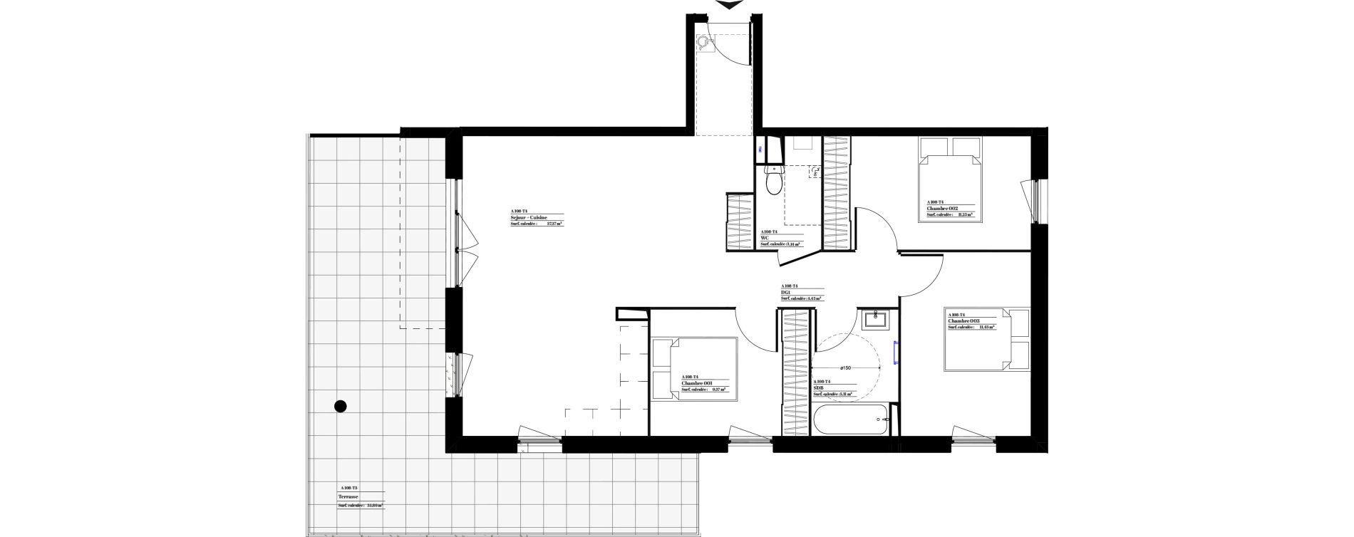Appartement T4 de 82,32 m2 &agrave; Vitrolles Centre