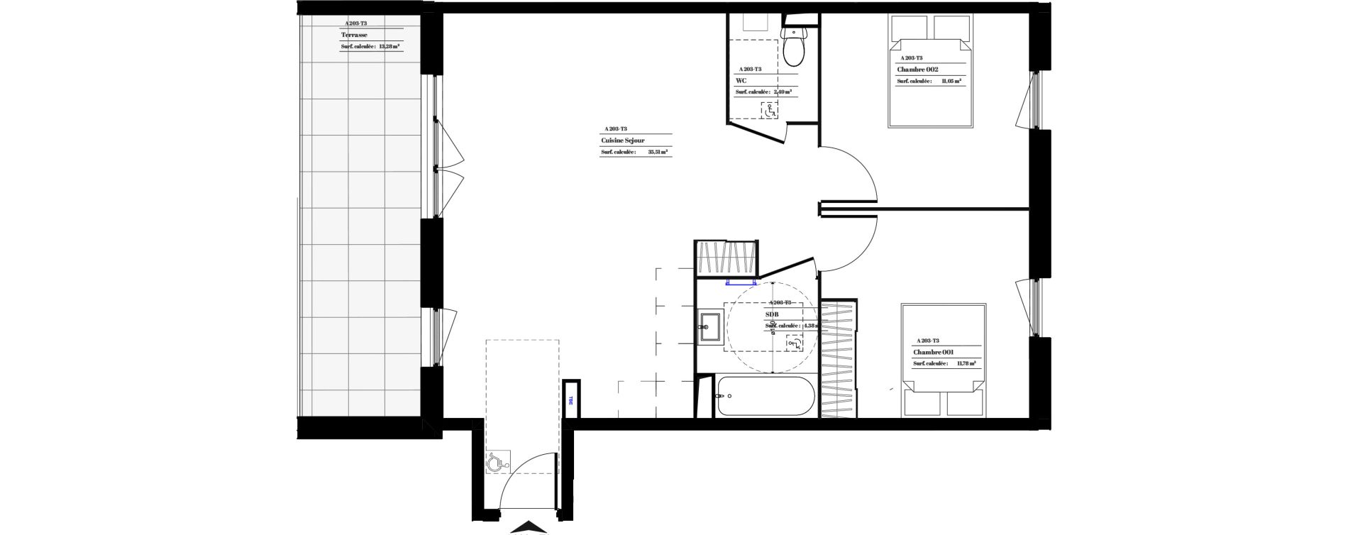 Appartement T3 de 65,21 m2 &agrave; Vitrolles Centre