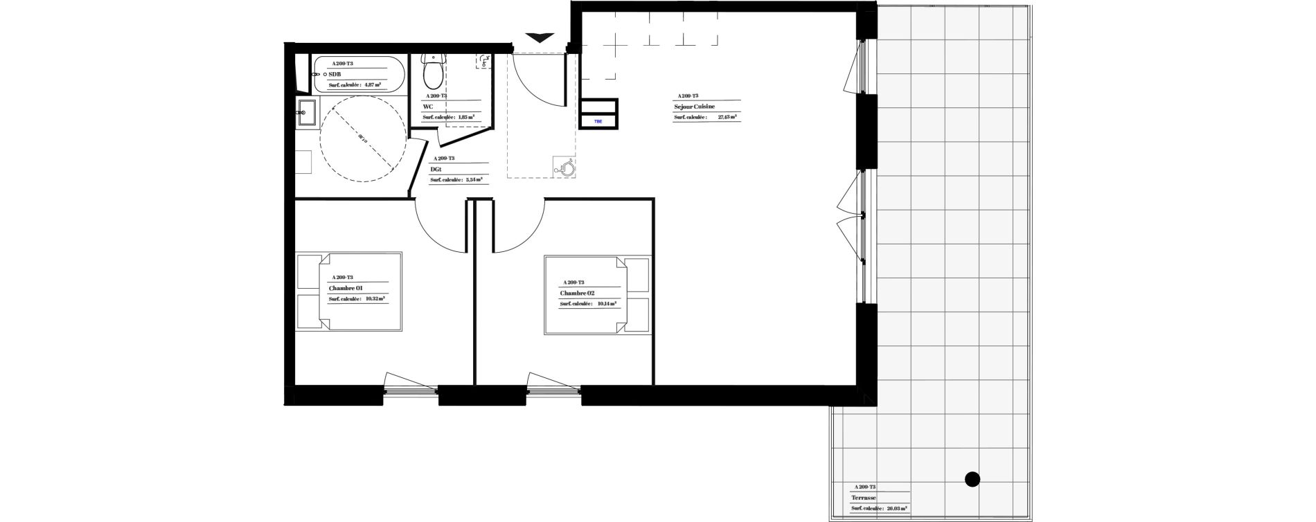 Appartement T3 de 60,15 m2 &agrave; Vitrolles Centre