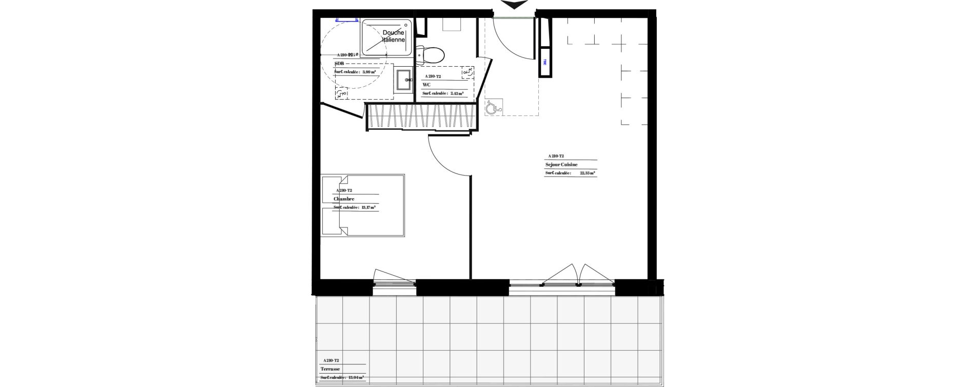 Appartement T2 de 41,96 m2 &agrave; Vitrolles Centre