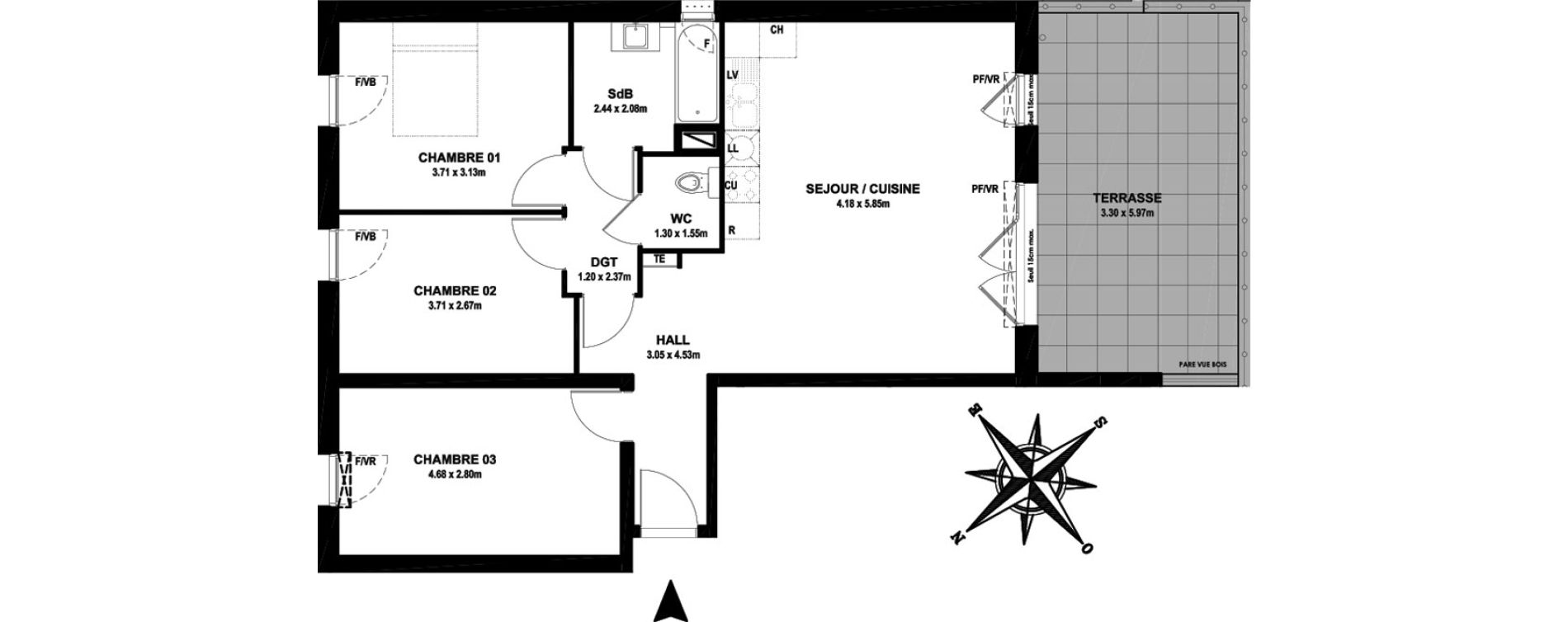 Appartement T4 de 79,90 m2 &agrave; Vitrolles Centre