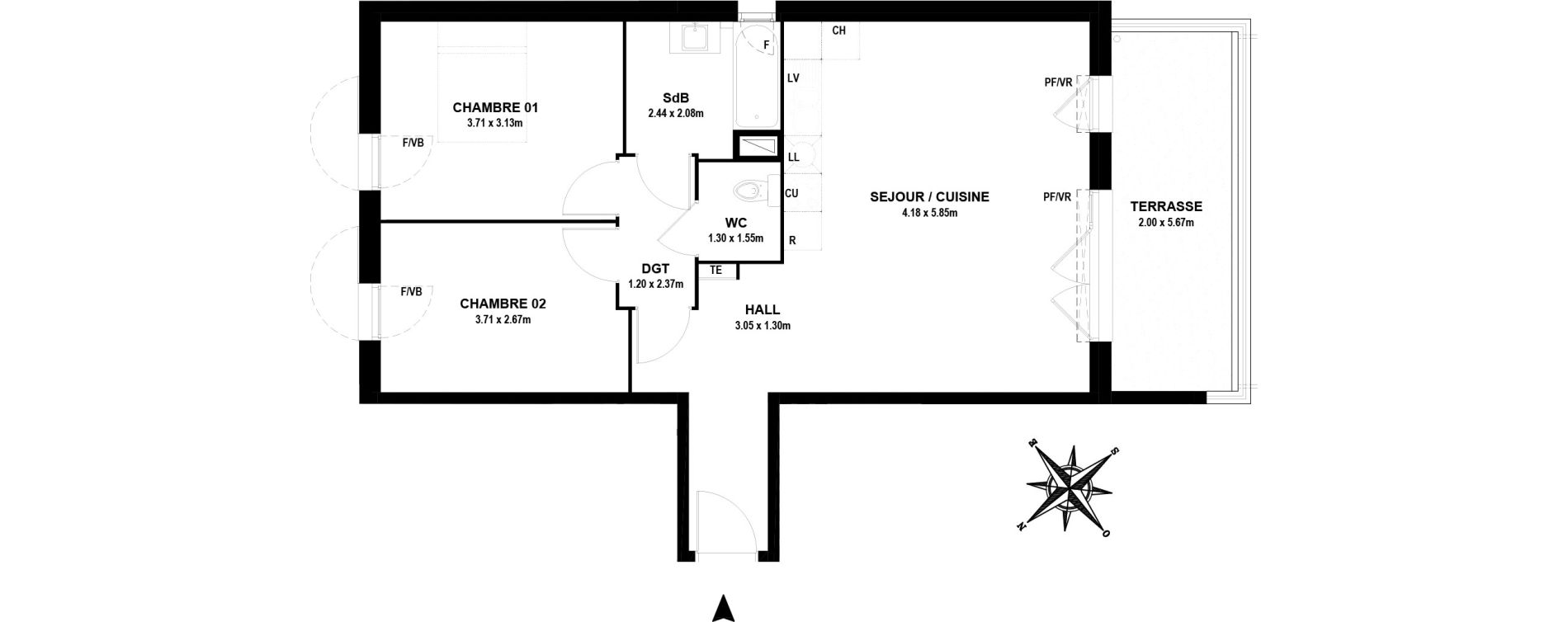Appartement T3 de 66,80 m2 &agrave; Vitrolles Centre