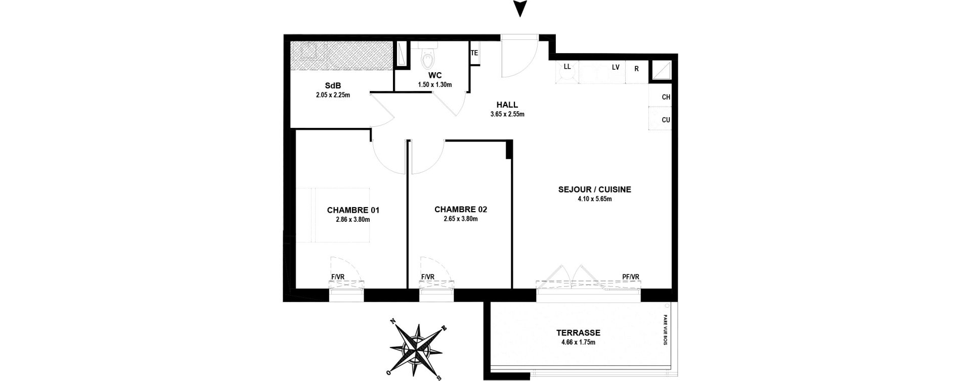 Appartement T3 de 58,85 m2 &agrave; Vitrolles Centre