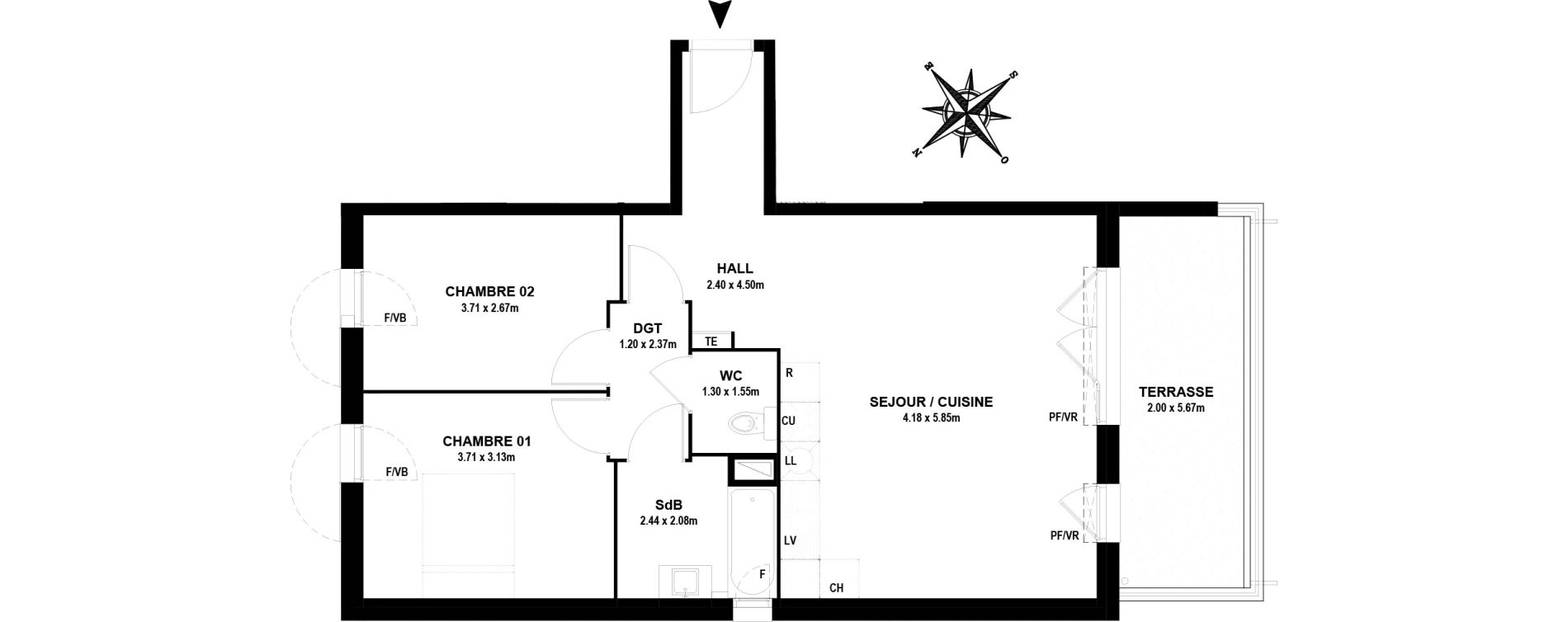 Appartement T3 de 66,80 m2 &agrave; Vitrolles Centre