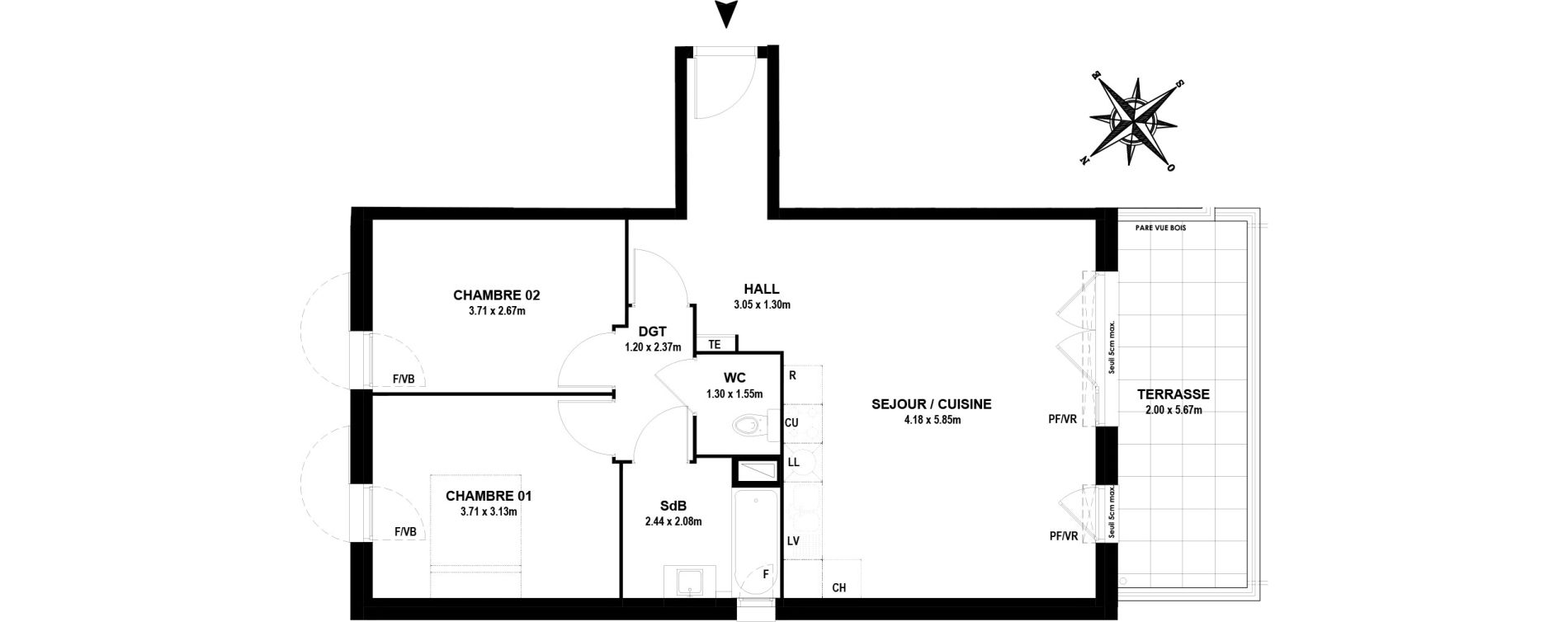 Appartement T3 de 66,80 m2 &agrave; Vitrolles Centre