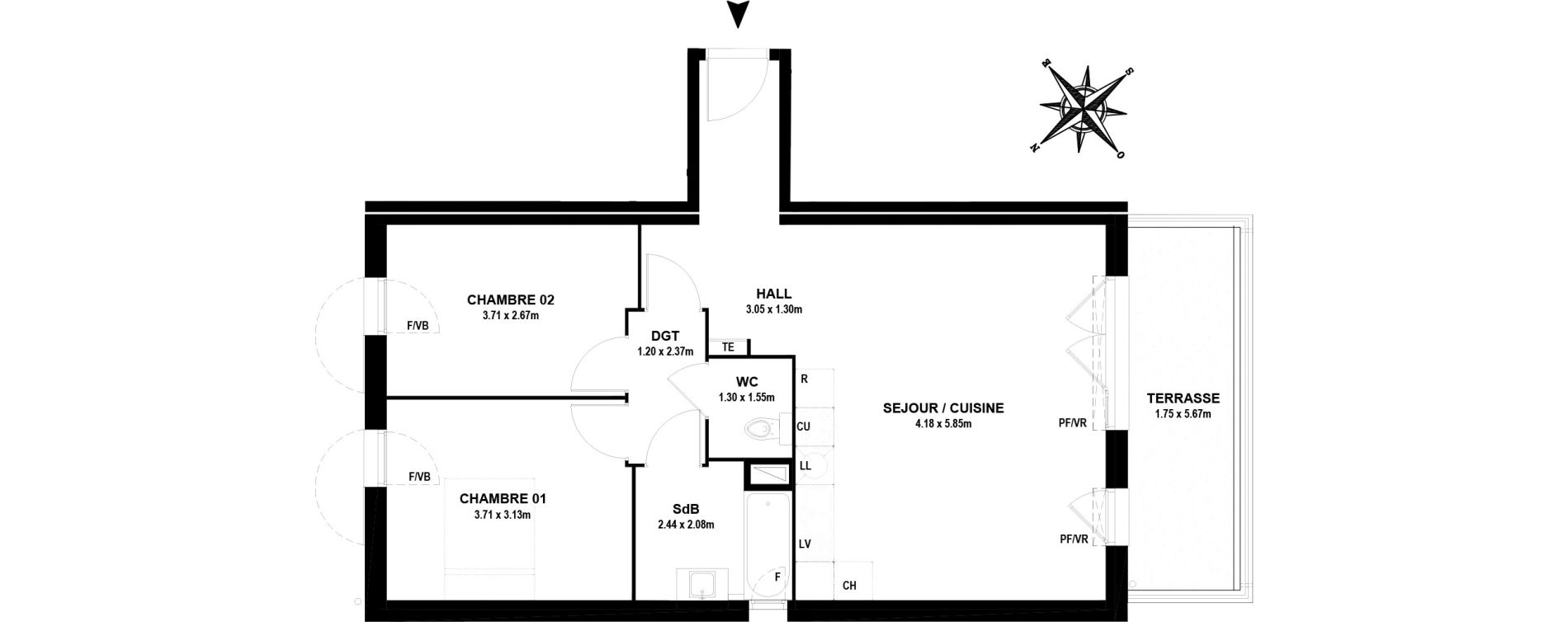 Appartement T3 de 67,10 m2 &agrave; Vitrolles Centre