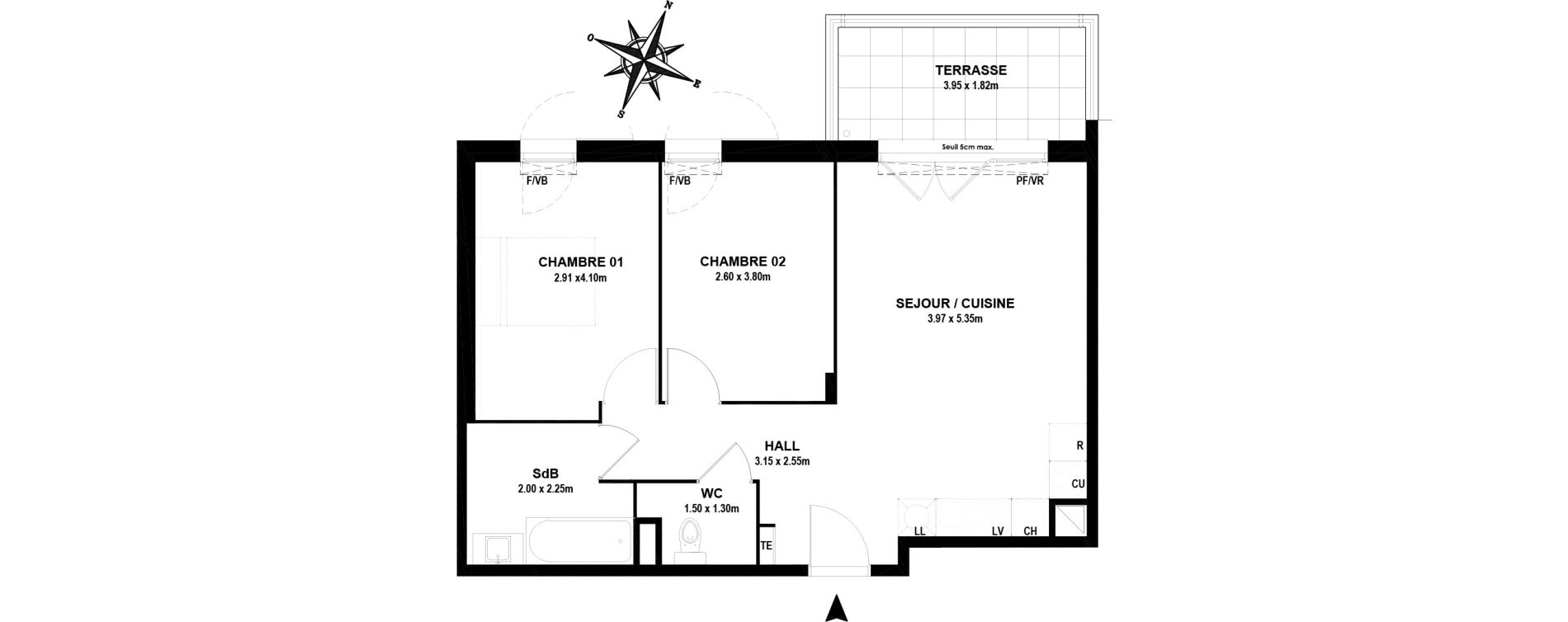 Appartement T3 de 59,05 m2 &agrave; Vitrolles Centre