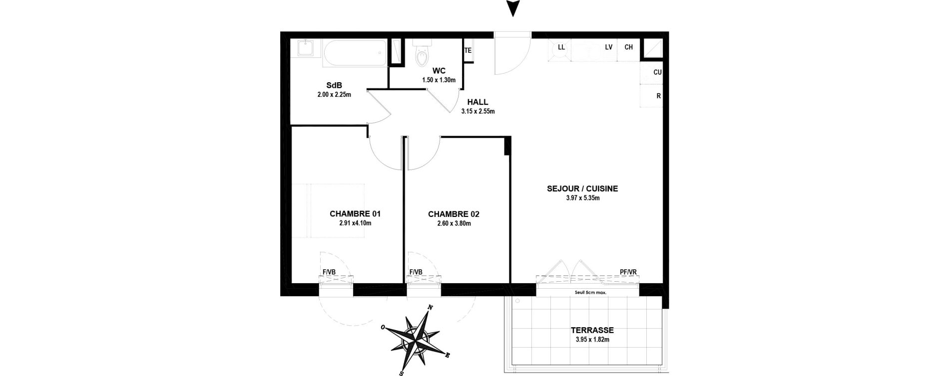 Appartement T3 de 60,20 m2 &agrave; Vitrolles Centre