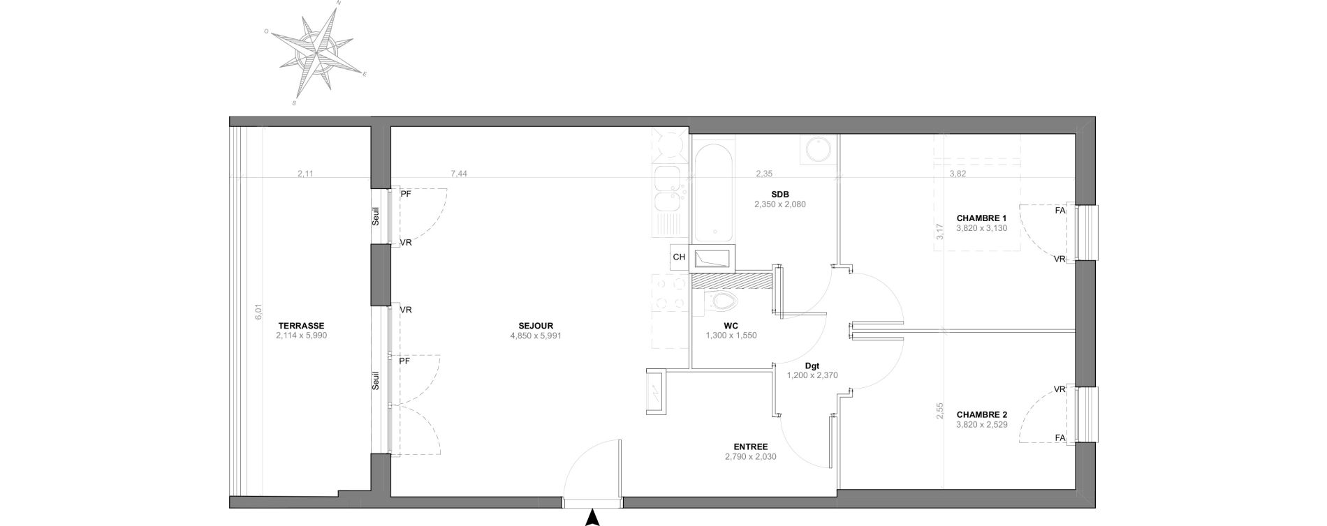 Appartement T3 de 63,91 m2 &agrave; Vitrolles Centre