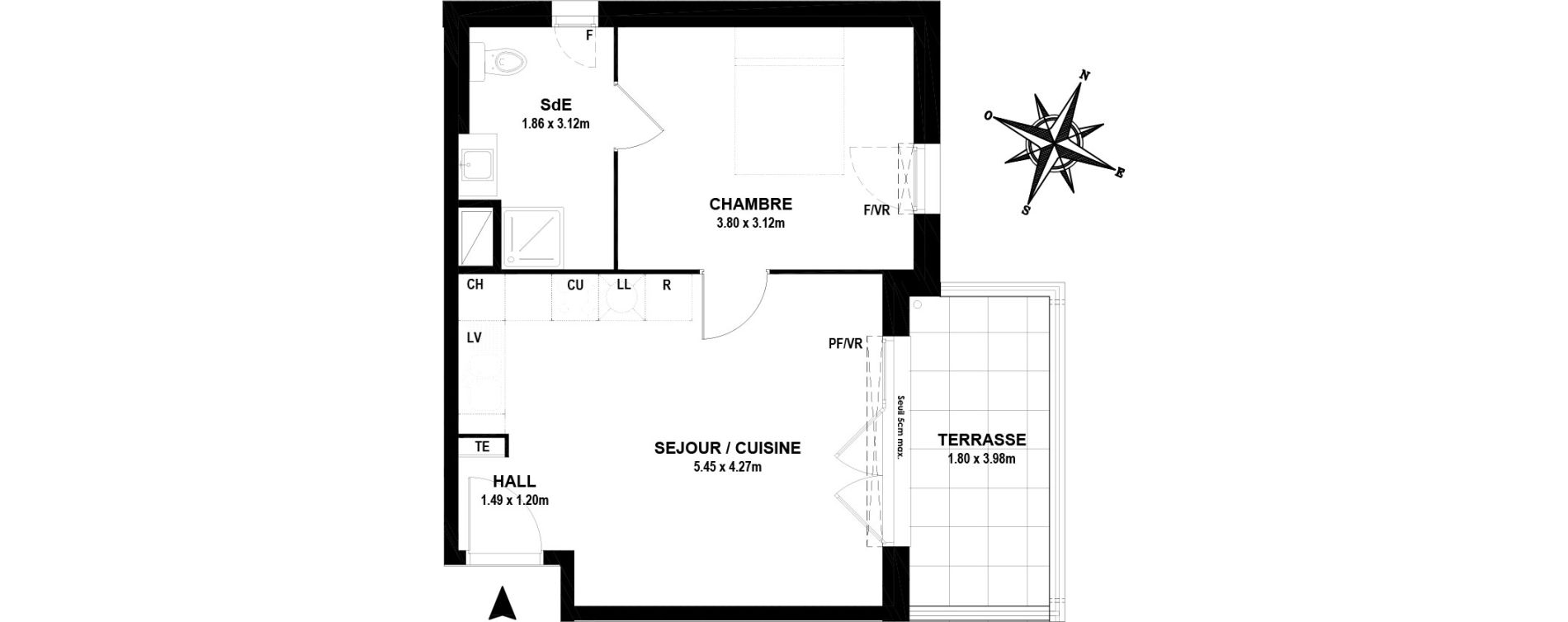 Appartement T2 de 39,35 m2 &agrave; Vitrolles Centre