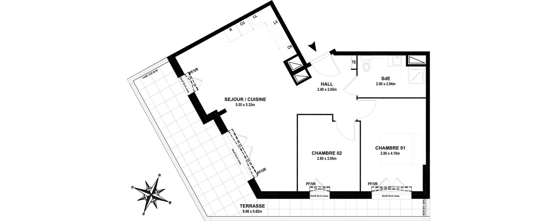 Appartement T3 de 60,70 m2 &agrave; Vitrolles Centre
