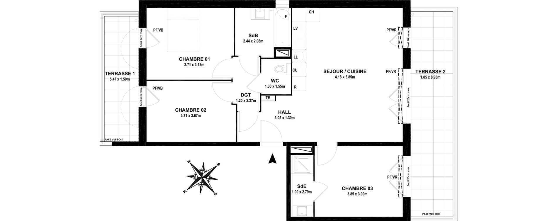 Appartement T4 de 78,20 m2 &agrave; Vitrolles Centre