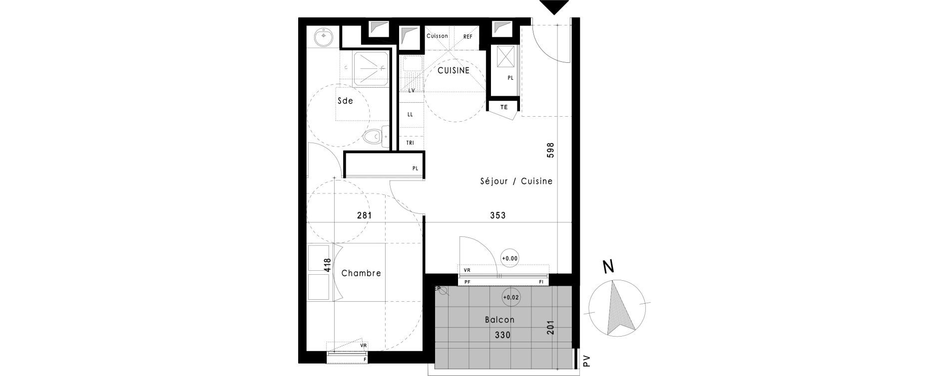 Appartement T2 de 40,45 m2 &agrave; Vitrolles Le village