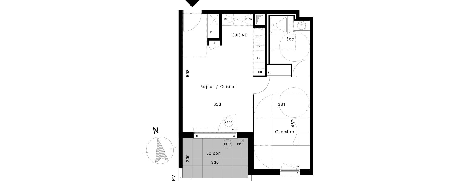 Appartement T2 de 41,35 m2 &agrave; Vitrolles Le village