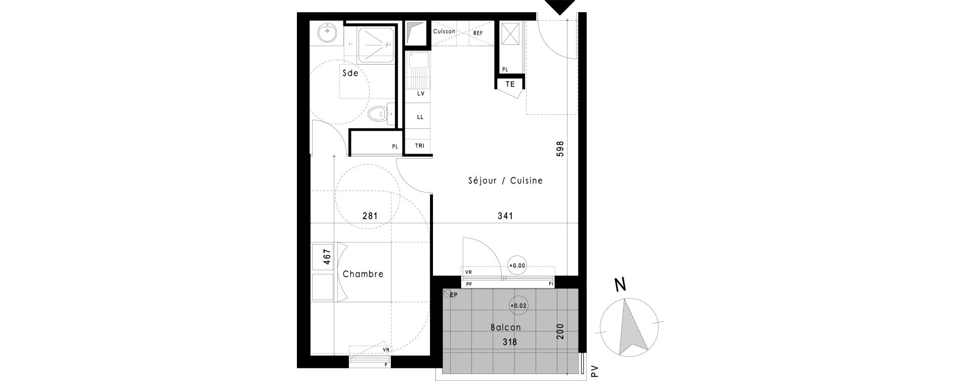 Appartement T2 de 40,97 m2 &agrave; Vitrolles Le village