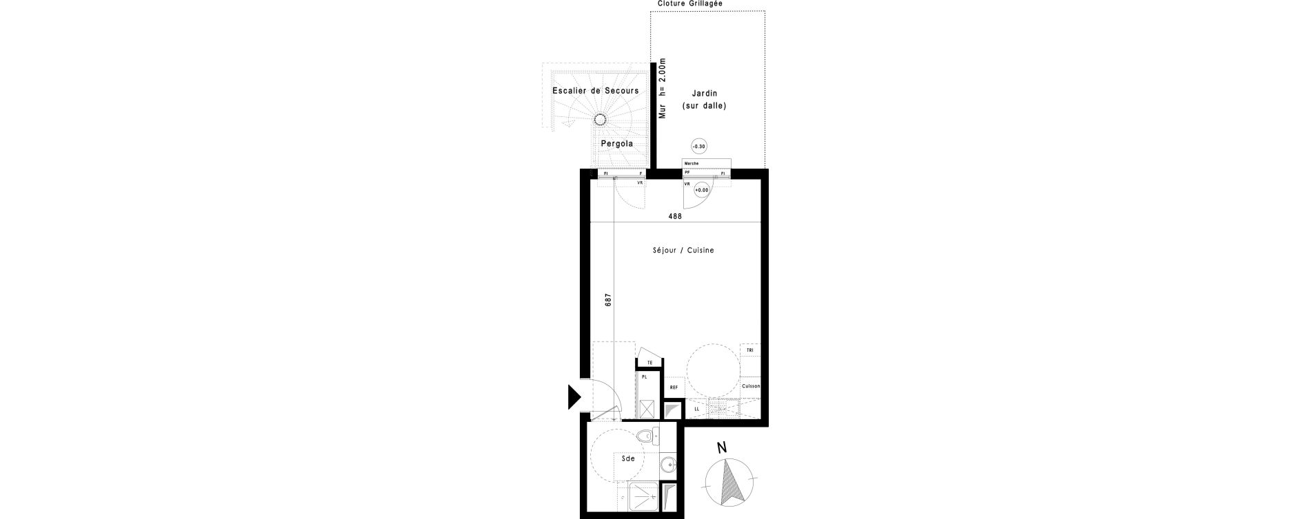 Appartement T1 de 39,04 m2 &agrave; Vitrolles Le village