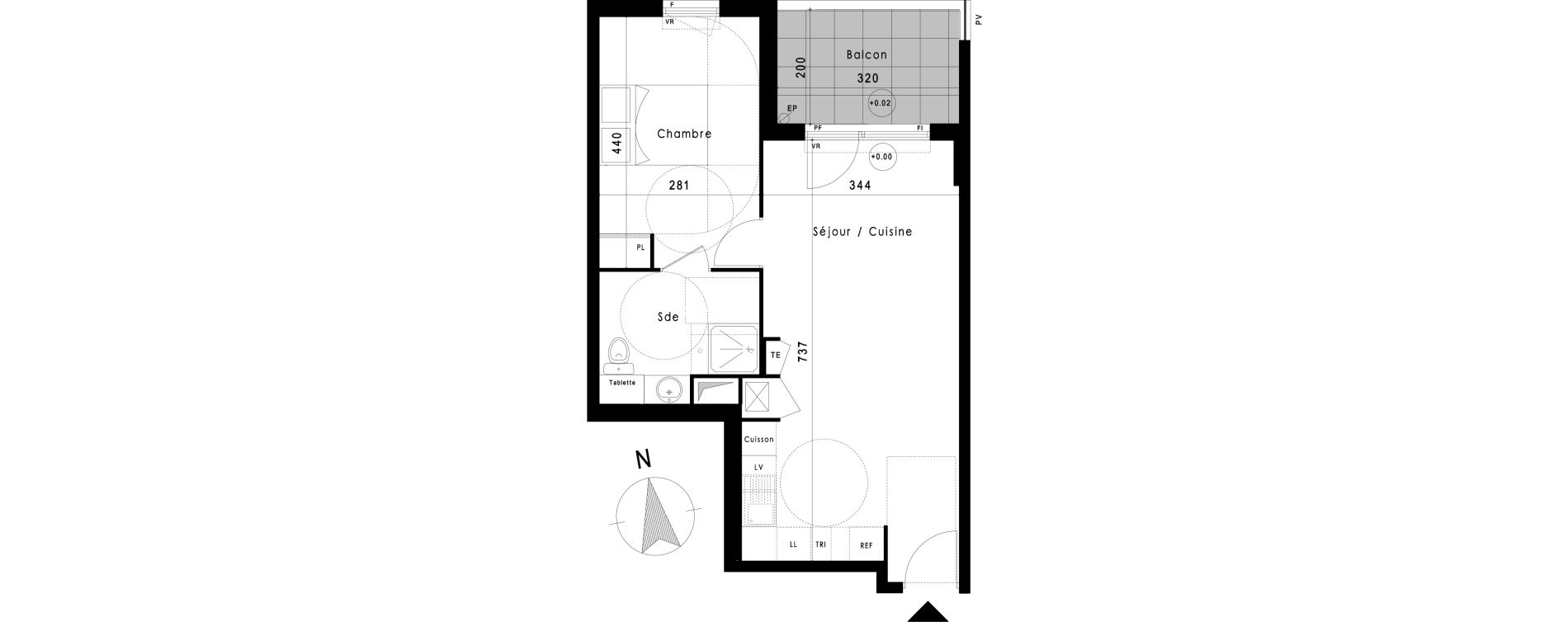 Appartement T2 de 44,94 m2 &agrave; Vitrolles Le village