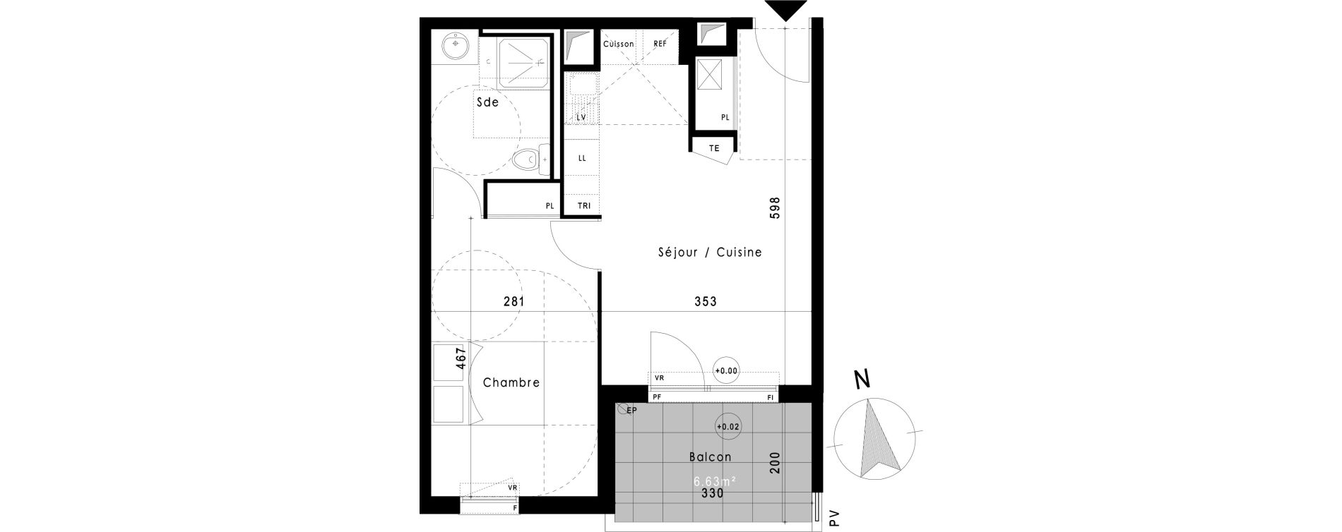 Appartement T2 de 41,08 m2 &agrave; Vitrolles Le village