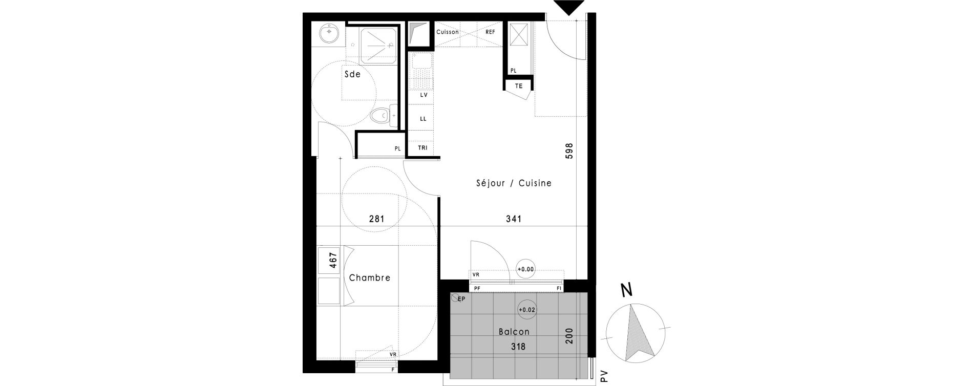 Appartement T2 de 41,29 m2 &agrave; Vitrolles Le village