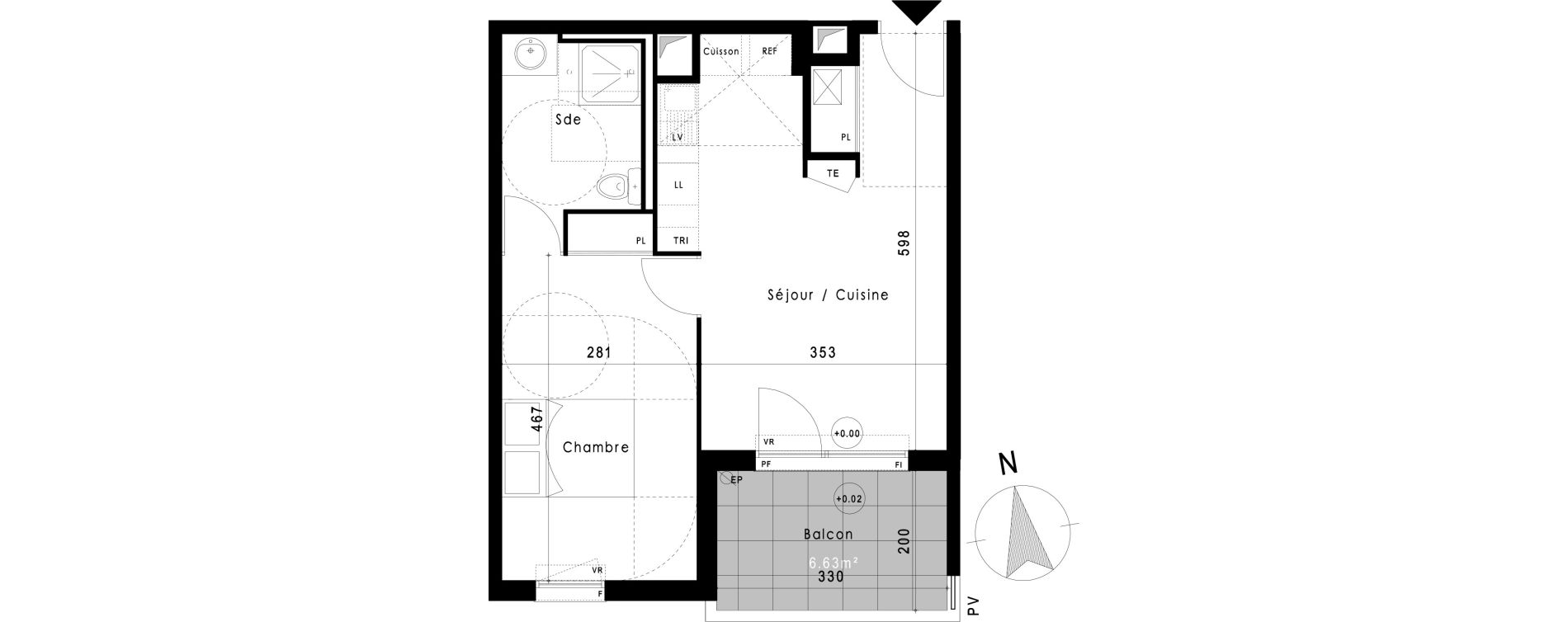 Appartement T2 de 41,08 m2 &agrave; Vitrolles Le village