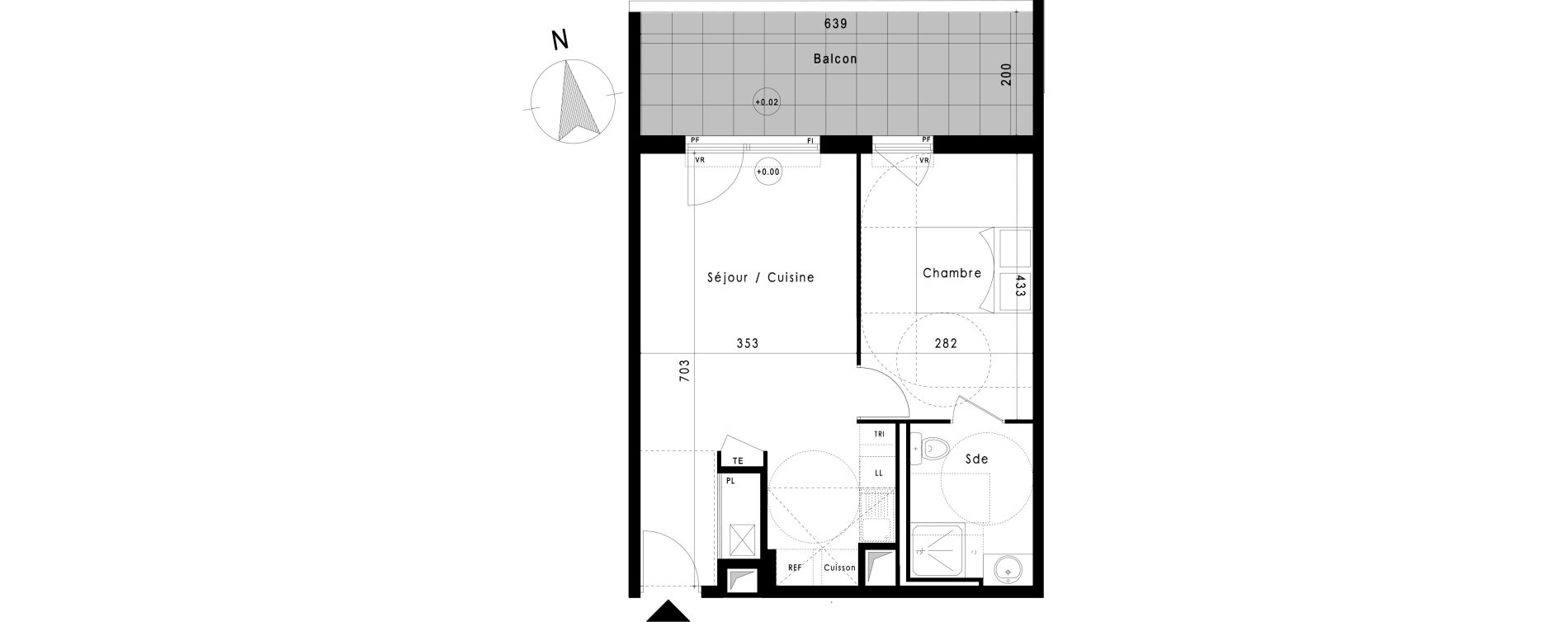 Appartement T2 de 42,59 m2 &agrave; Vitrolles Le village