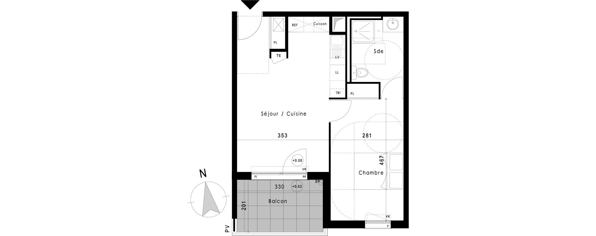 Appartement T2 de 41,63 m2 &agrave; Vitrolles Le village